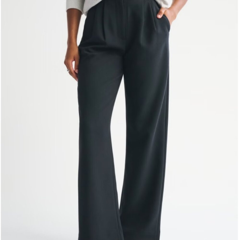 Abercrombie and Fitch 30 Short Curve Love Sloane Tailored Wide Leg Pant Black
